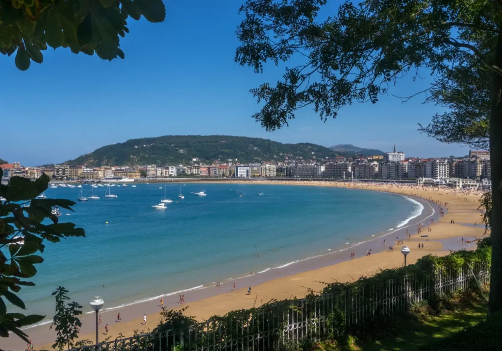 La Concha beach in San Sebastian on a north of Spain map route