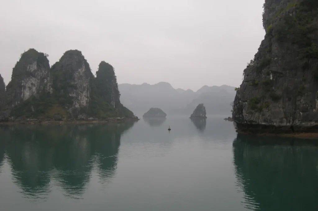 Ha Long Bay islands on a Vietnam tourist map route