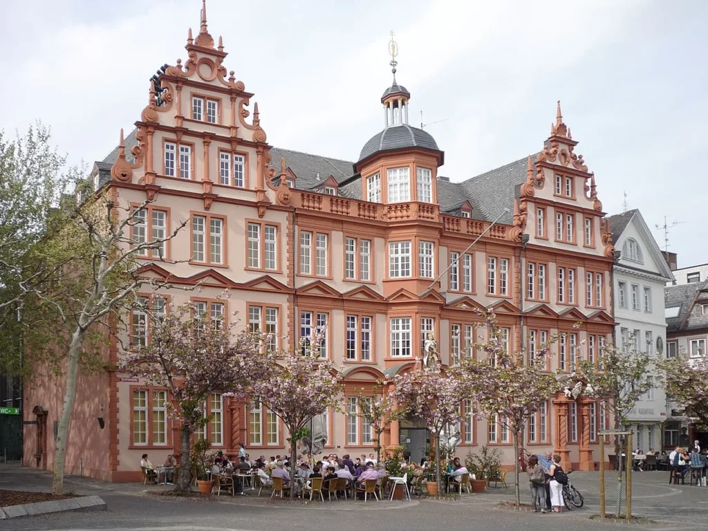 Gutenberg Museum near Mainz old town on a tourist map