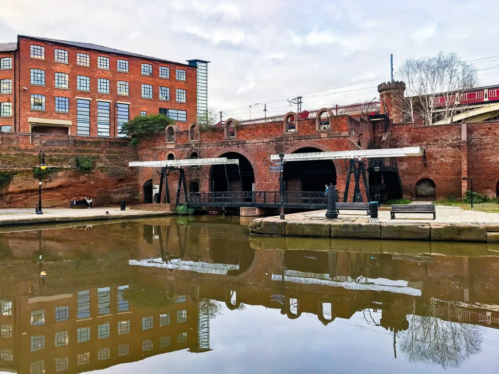 Castlefield Basin canals for Manchester tourist map planning