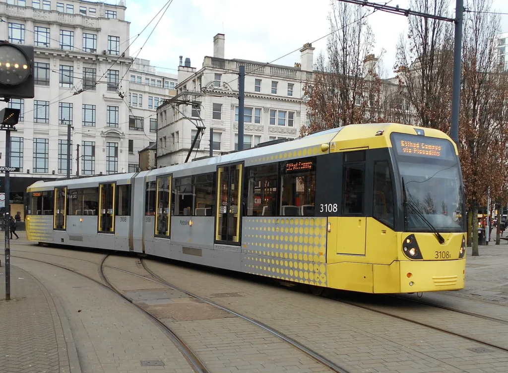 Manchester Metrolink tram for visitor map transport planning