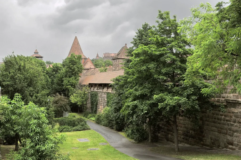 Nuremberg city walls for old town walking map planning