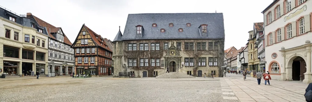 Quedlinburg Marktplatz and town hall for old town tourist map