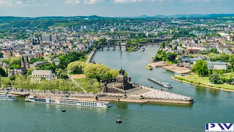 Rhine river town and route base on a Rhine Valley map