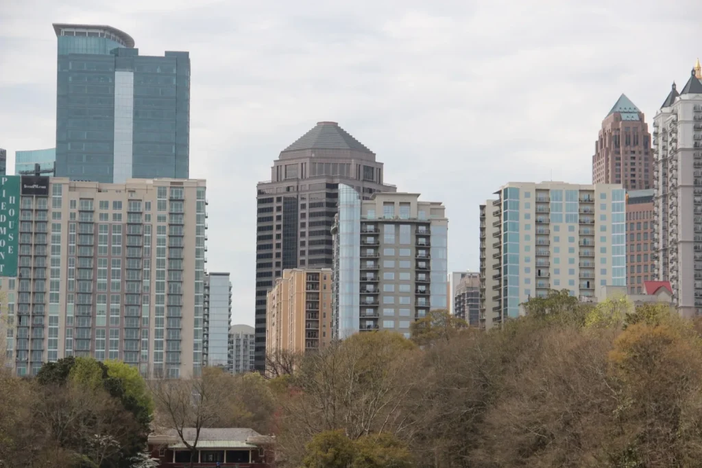 Atlanta skyline from Piedmont Park for a tourist attractions map