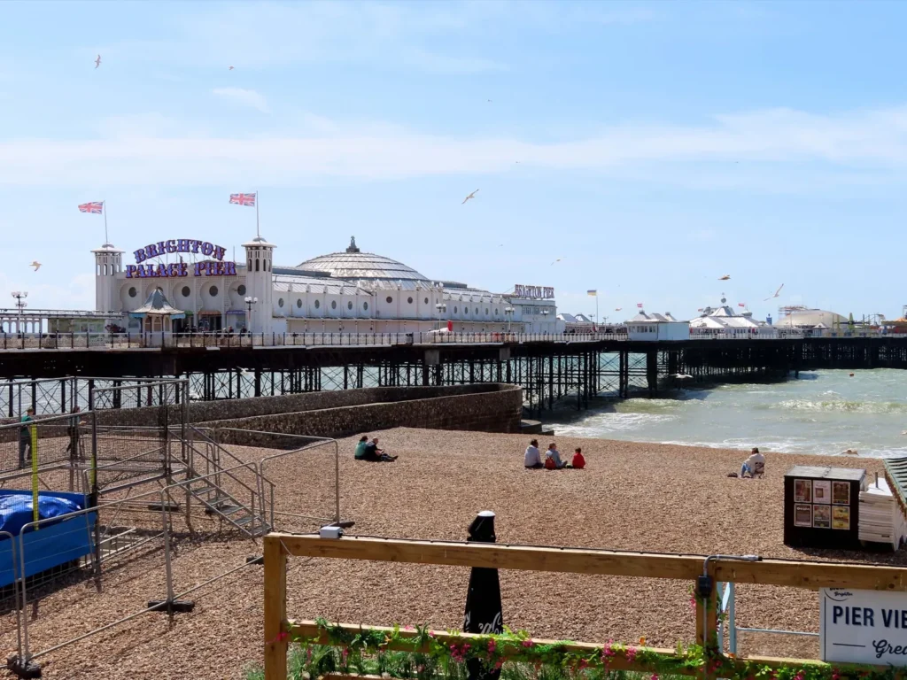 Brighton Palace Pier and beach for a Brighton beach map route