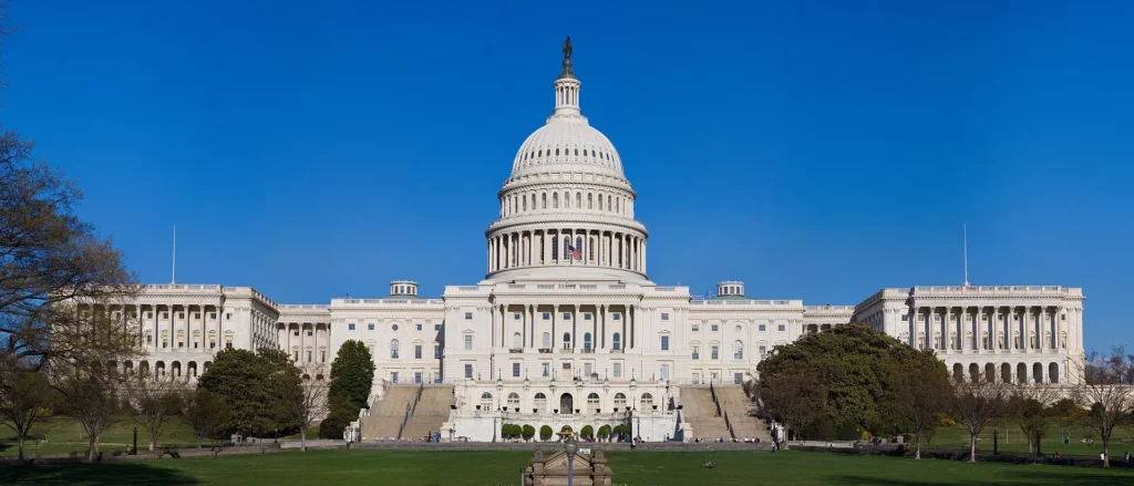 United States Capitol as the eastern anchor of a Washington DC tourist map