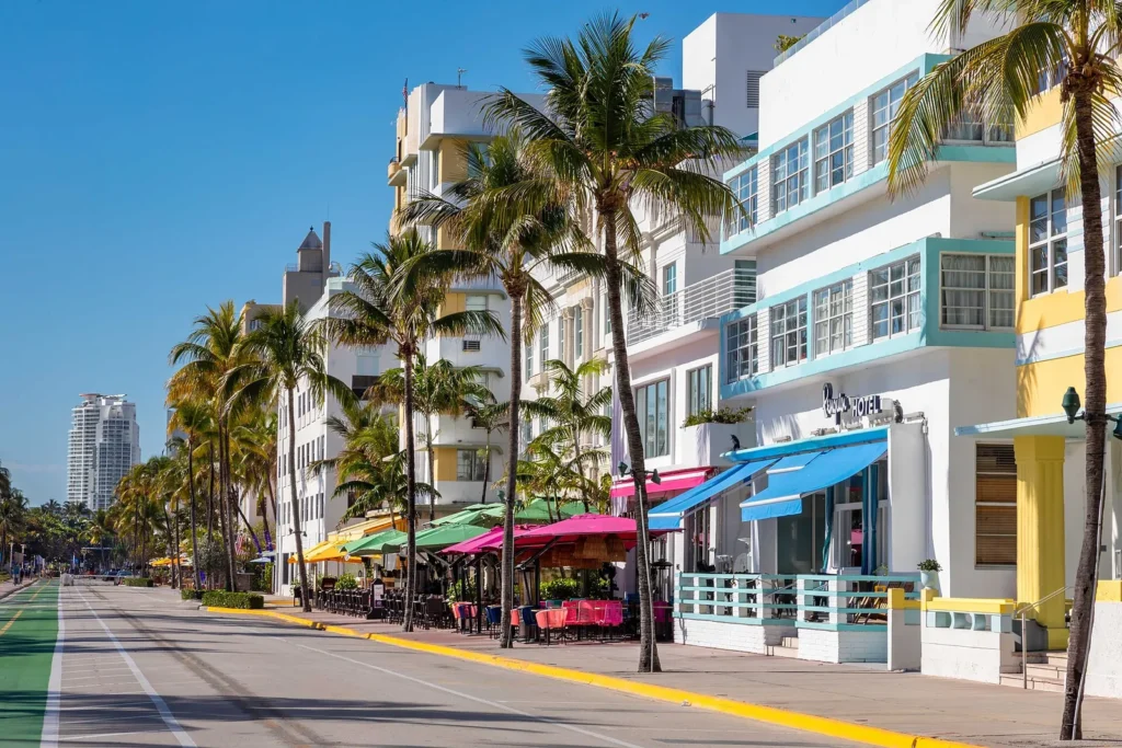Art Deco buildings along Ocean Drive in Miami Beach