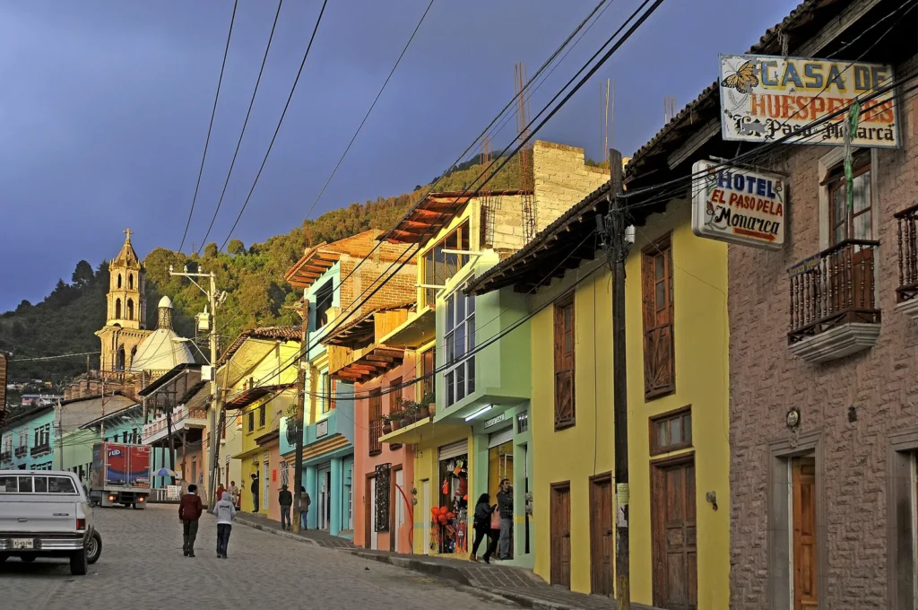 Angangueo mountain town near the monarch butterfly sanctuaries